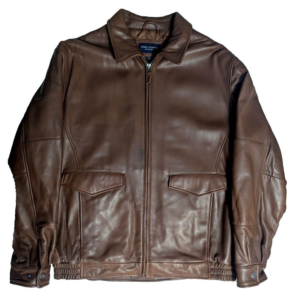 Daniel Cremieux Lambskin Leather Men's XL Jacket Brown, Vintage